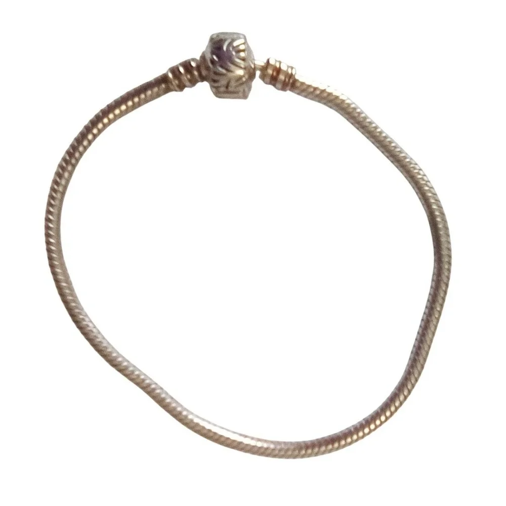 Long Way S925 Sterling Silver Snake Cord Charm Bracelet